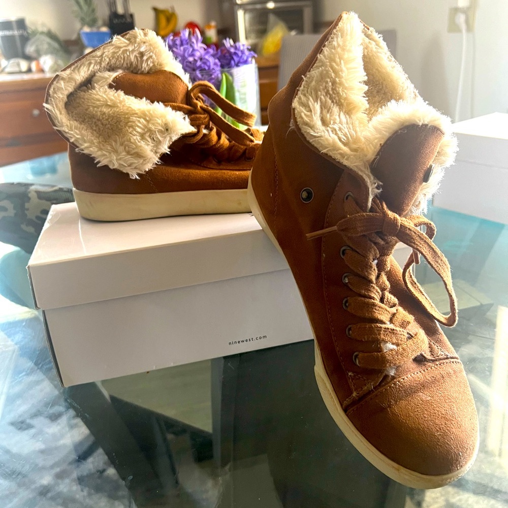 Nine West Fur-Lined Suede Sneakers